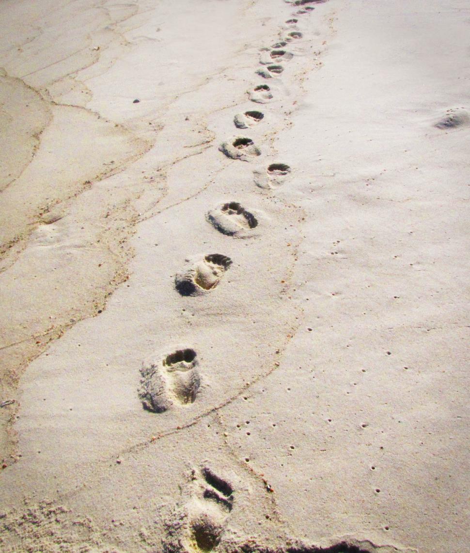 Free Image of Foot Prints In The Sand 