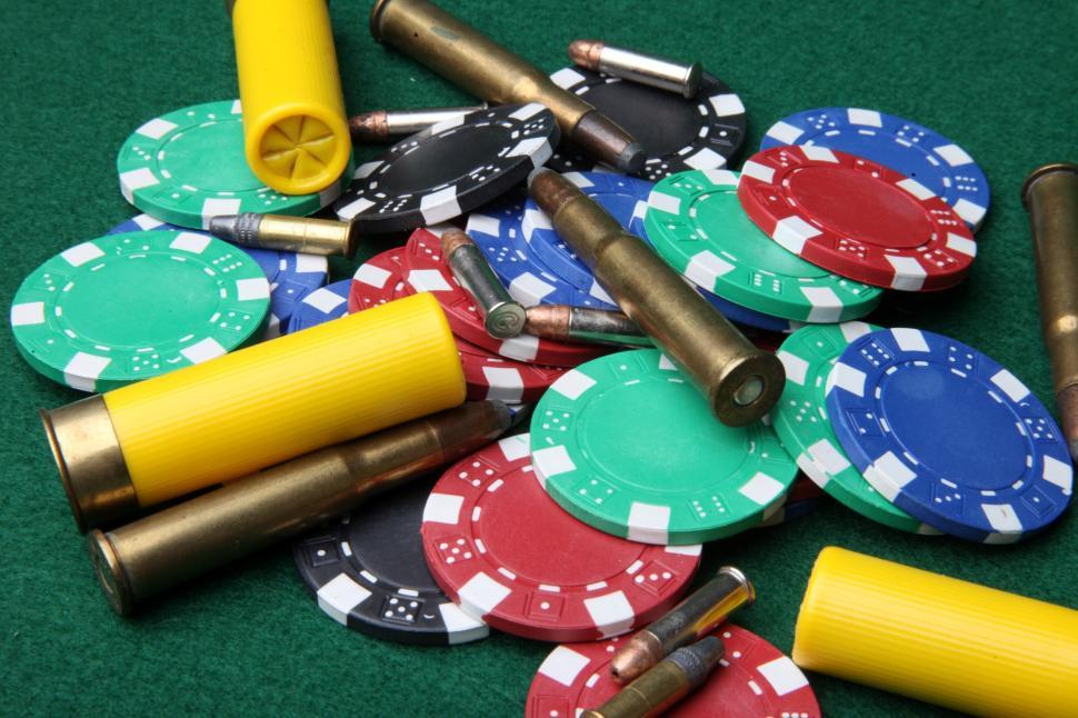 Free Image of Bullets and poker chips 