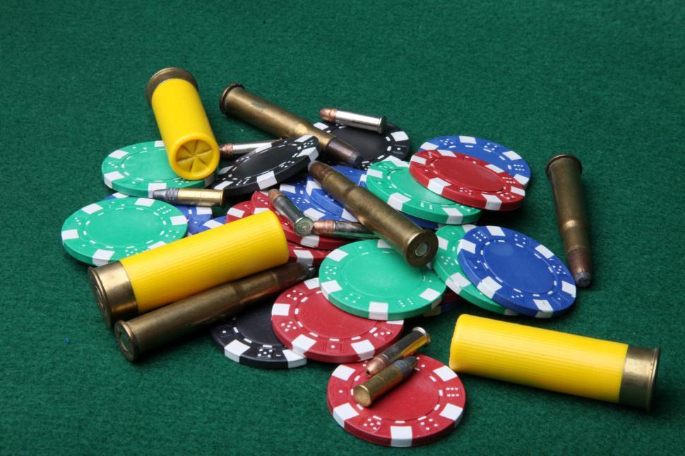 Free Image of Bullets and poker chips 