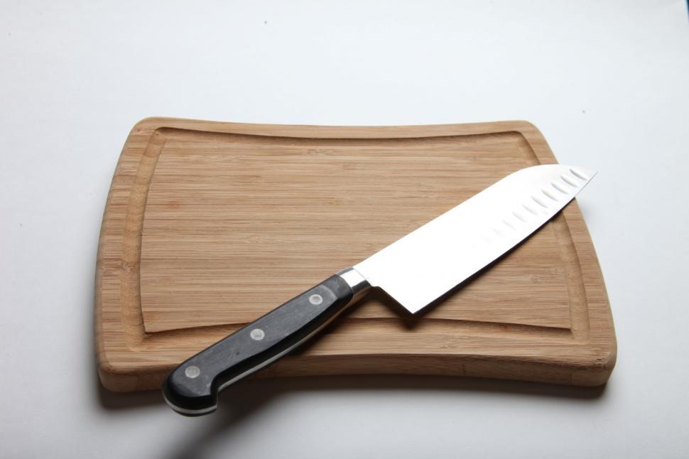 Free Image of Wooden Cutting Board and Knife 