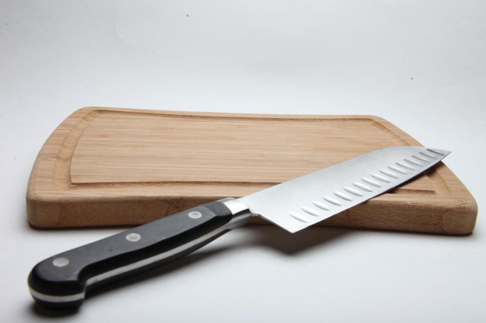 Free Image of Wooden Cutting Board and Knife 
