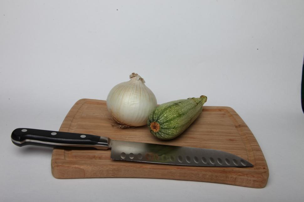 Free Image of Wooden Cutting Board and Knife 