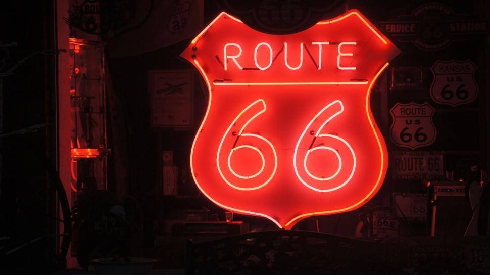 Free Image of Route 66 Neon Sign 