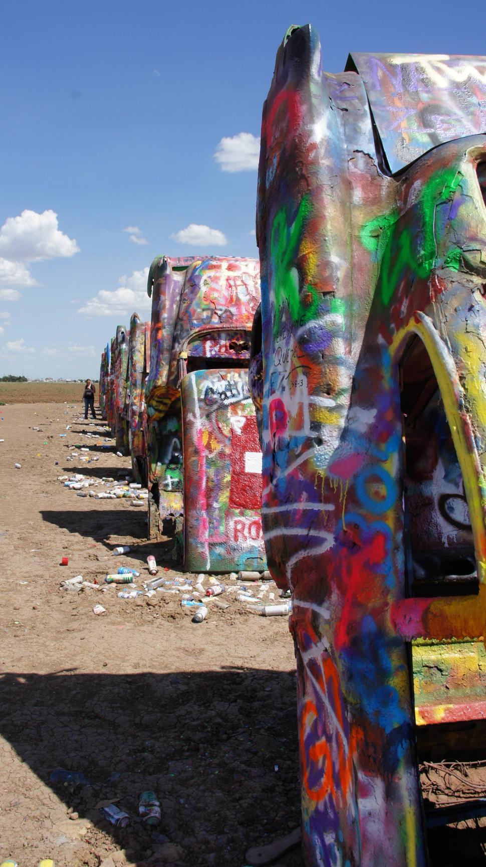 Free Image of Spray Painted Cadillac Ranch 