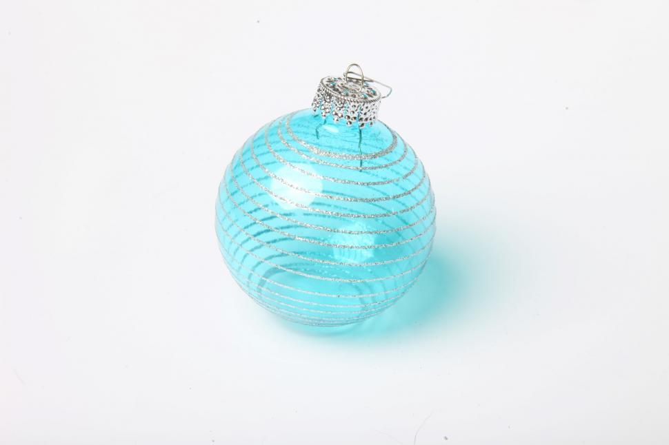 Free Image of Blue Christmas ornament on white background 