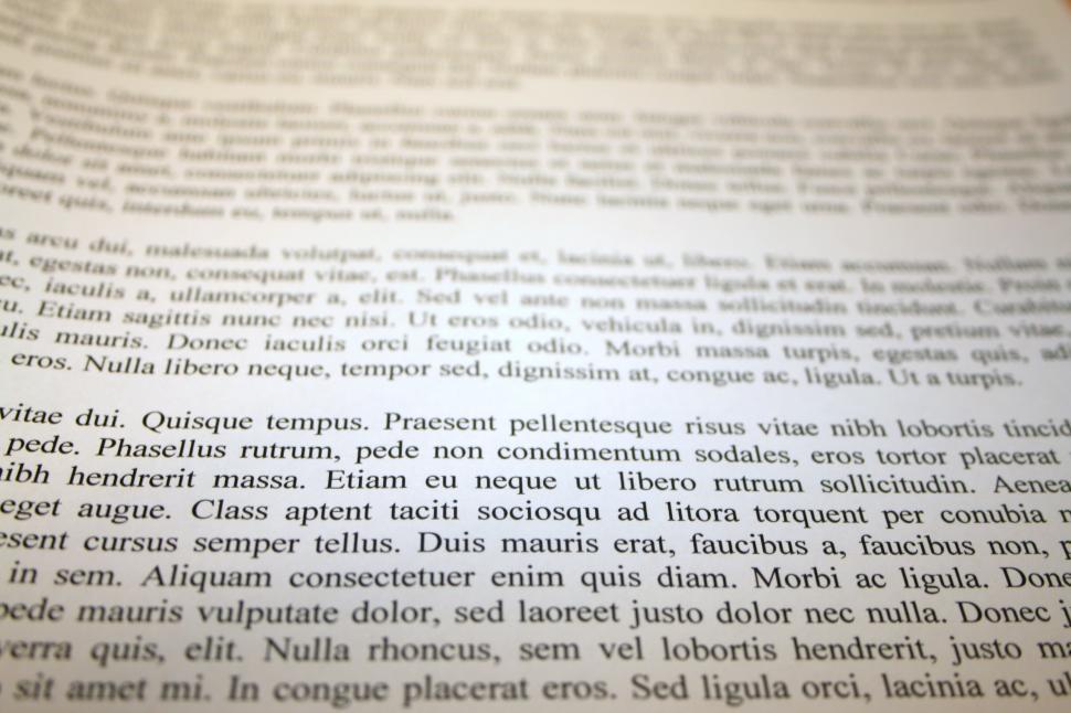 Free Image of Out of focus text on a page 