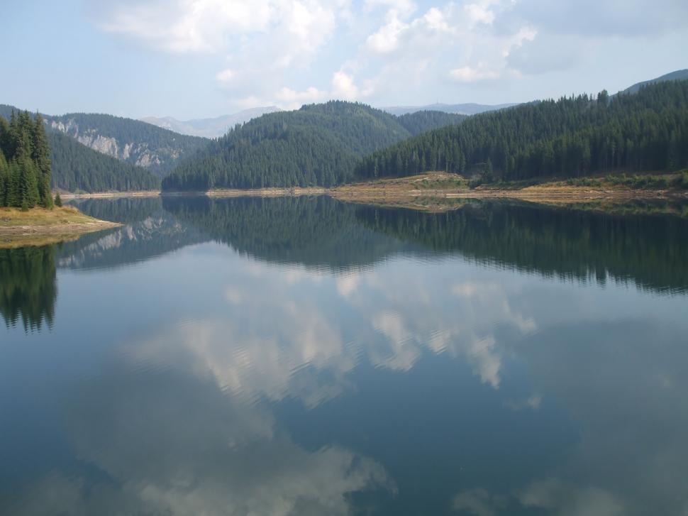 Free Image of Beautiful Mountain Wide Lake Landscape forest on the shores 