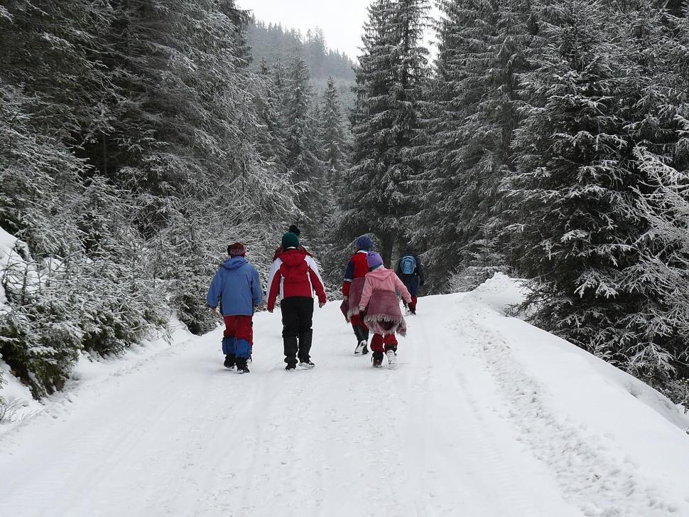 Free Image of People on the snow covered mountain slopes 