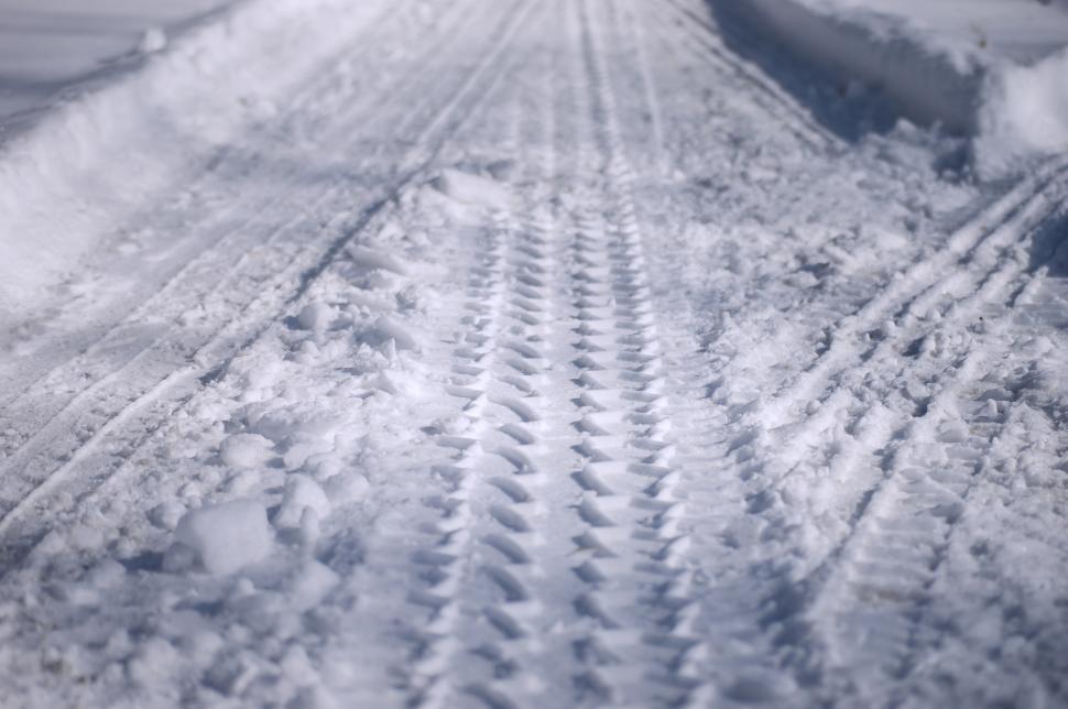 Free Image of Snow Tire Tracks 