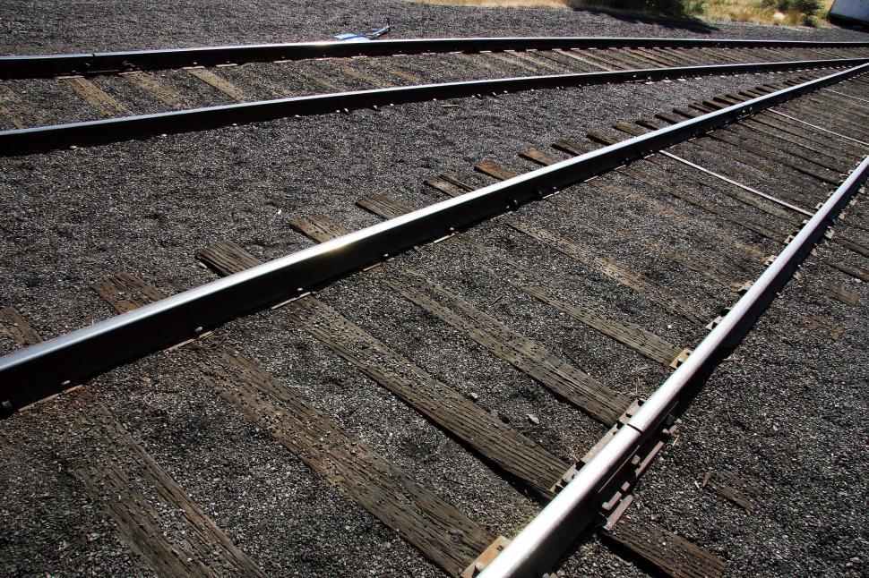 Free Image of Train Track Crossing Desert Landscape 