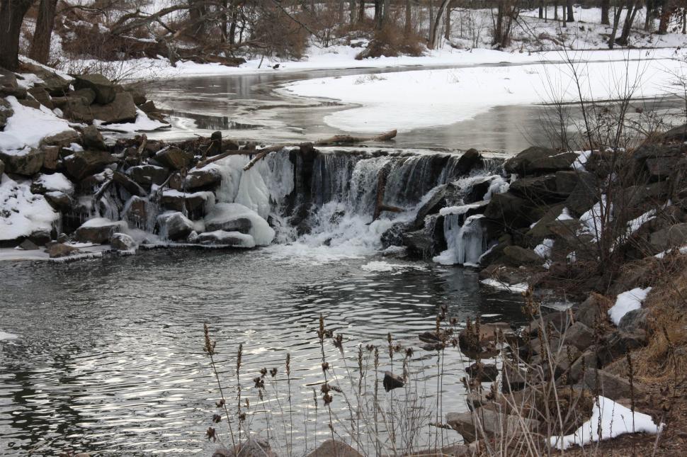 Free Image of Water Fall in Winter 