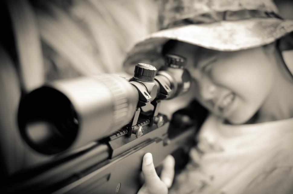 Free Image of Young SniperKid with a rifle gun 
