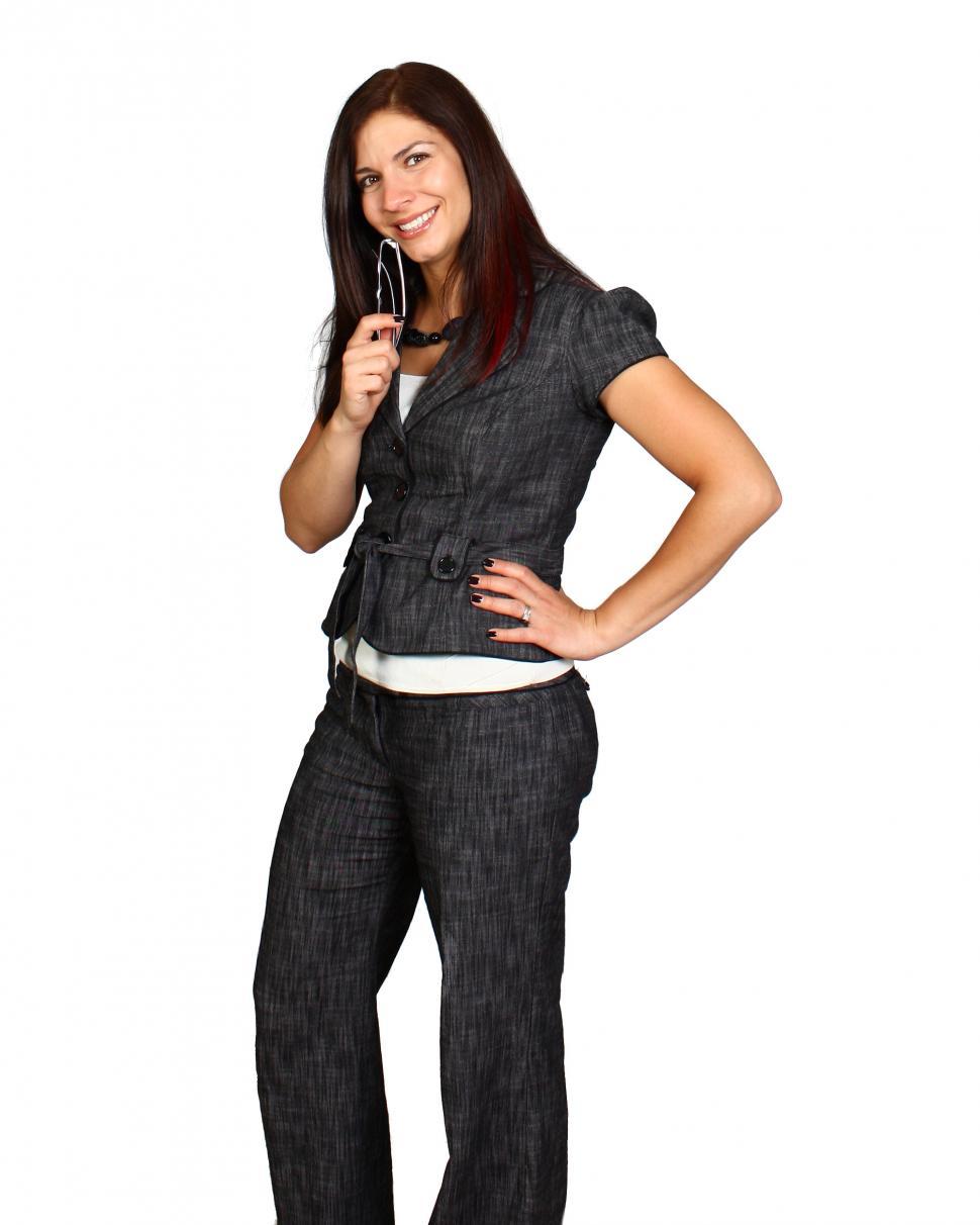 Free Image of A beautiful young business woman posing on a white background 