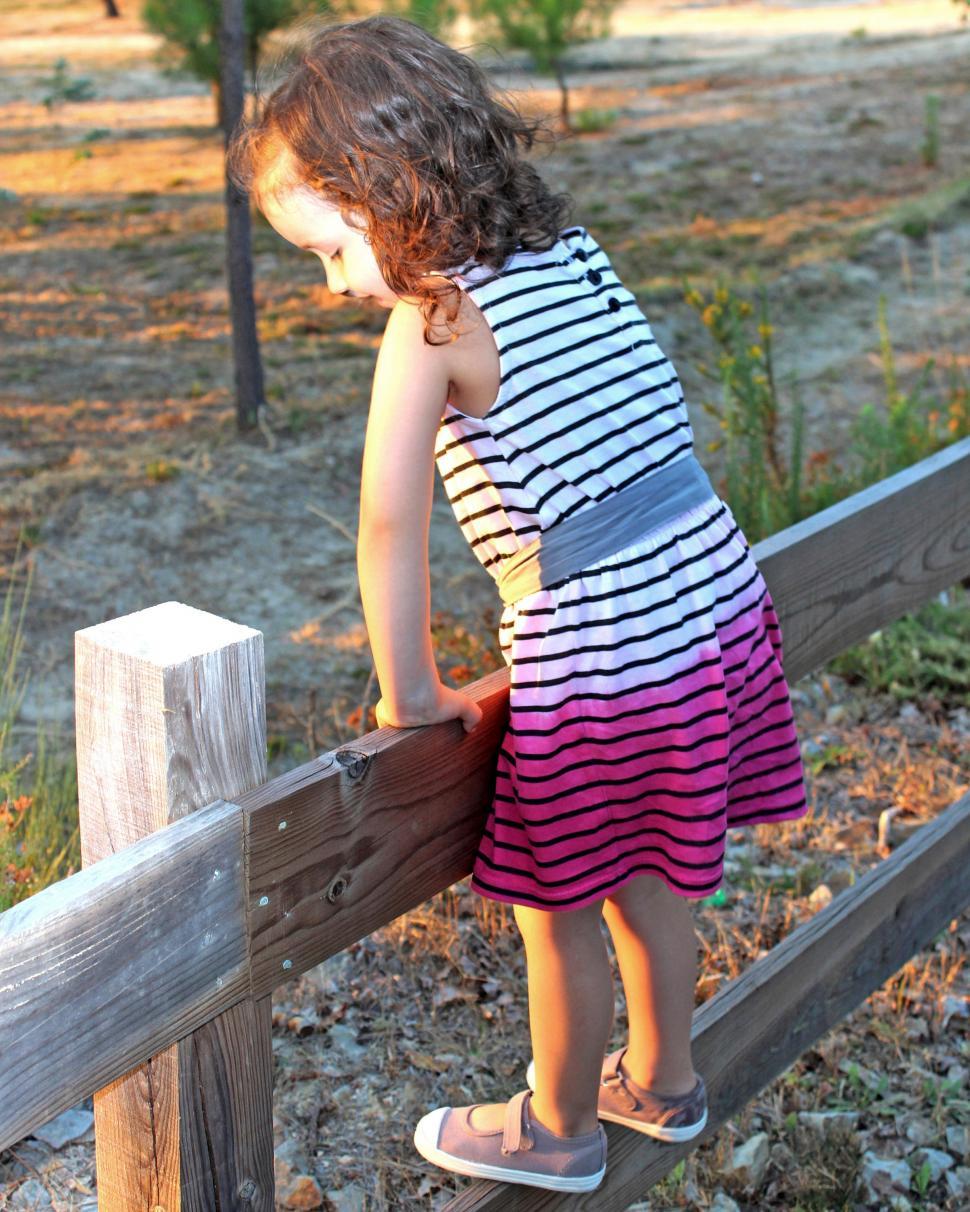 Free Image of Child on a wooden fence 