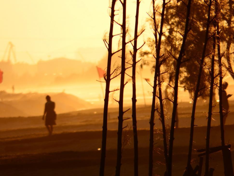 Free Image of People On the Beach at Sunset 