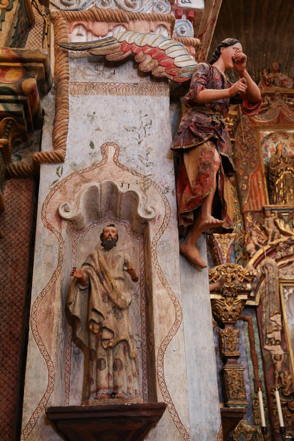 Free Image of Wooden Figures at San Xavier 