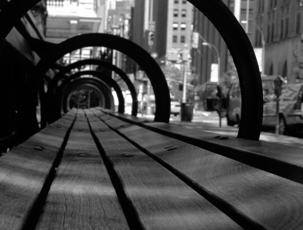 Free Image of Wooden bench - B&W 