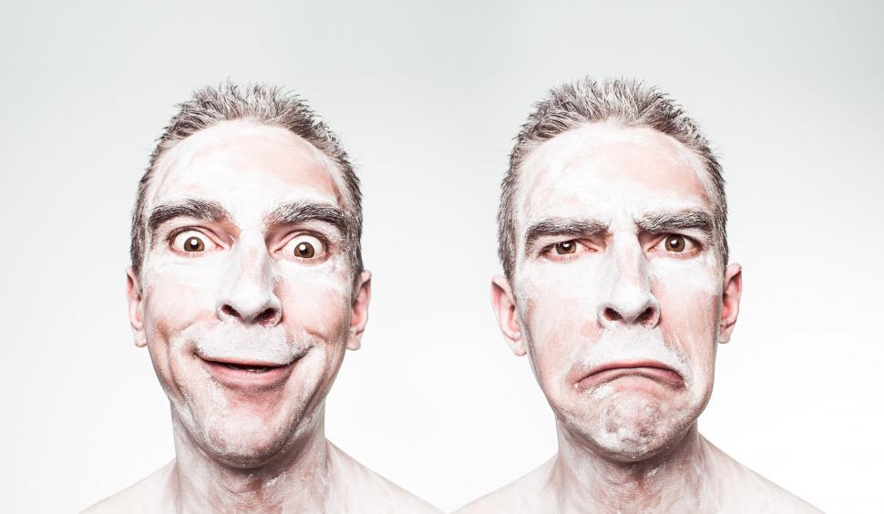 Free Image of Two men faces and white powder  