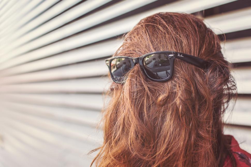 Free Image of Sunglasses on the back of a head 