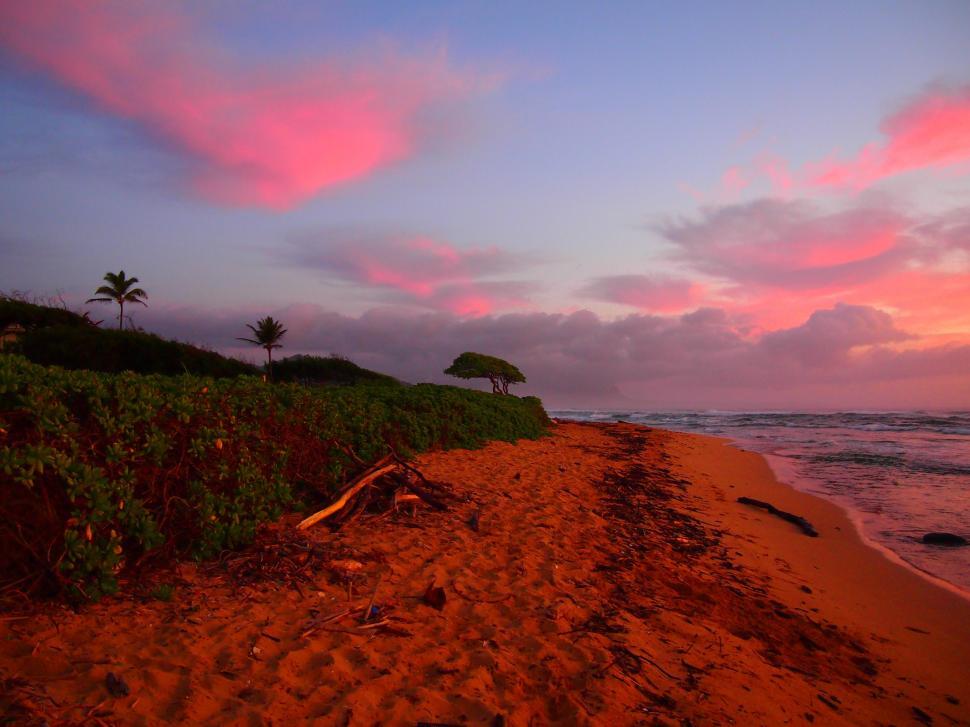 Free Image of Kauai beach and sunset 