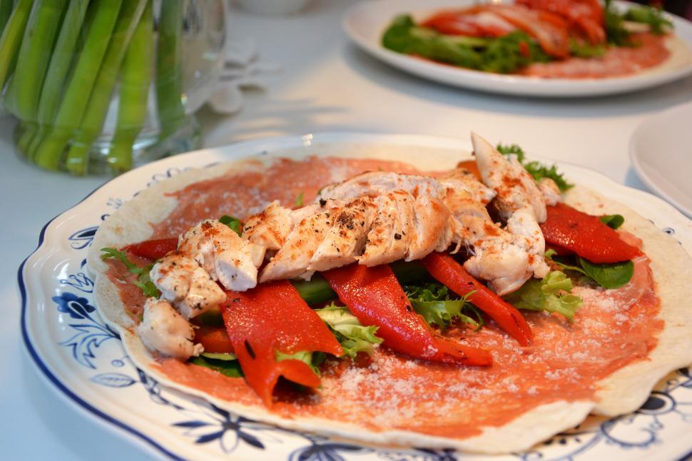 Free Image of Plate of Chicken with vegetables 