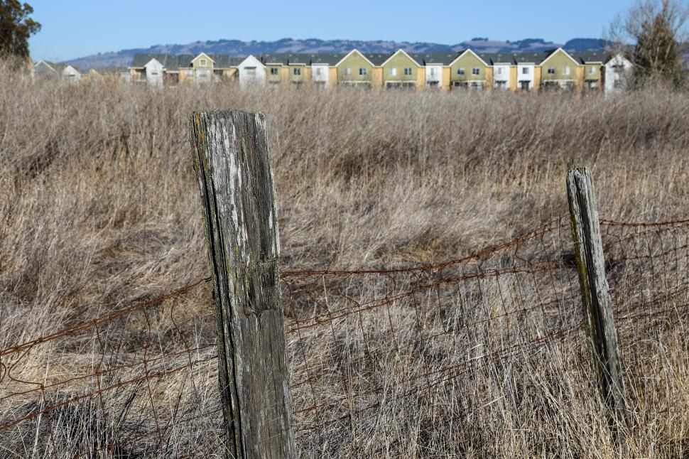 Free Image of Dried grass and new construction 