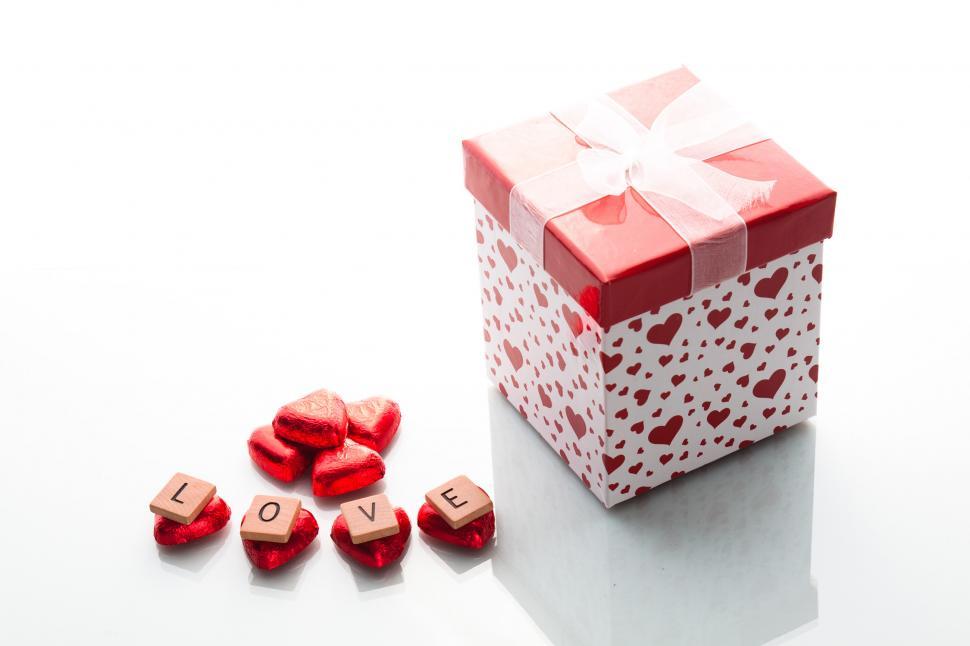 Free Image of Love word with gift 