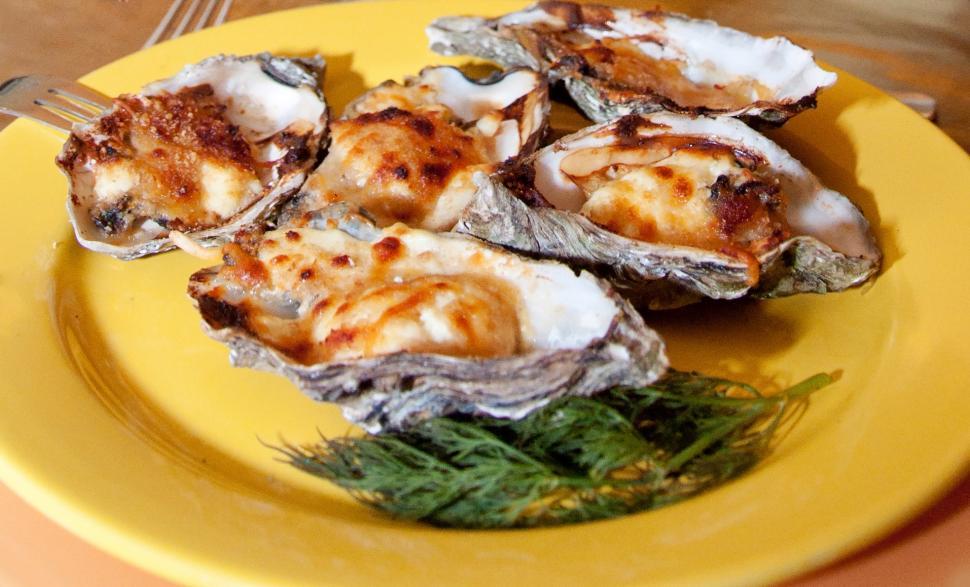 Free Image of Oysters on plate 
