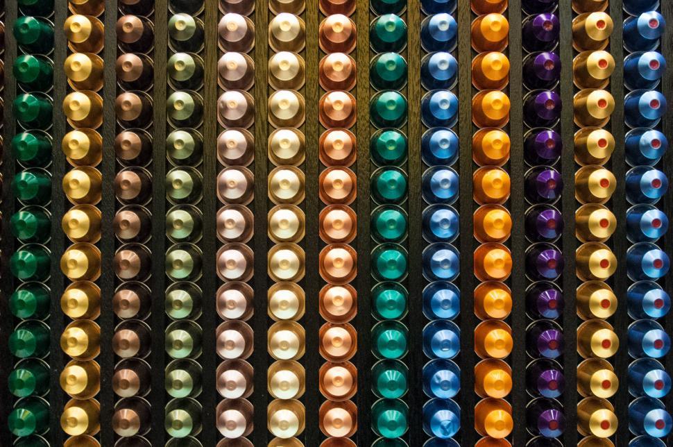 Free Image of Overhead view of coffee capsules 