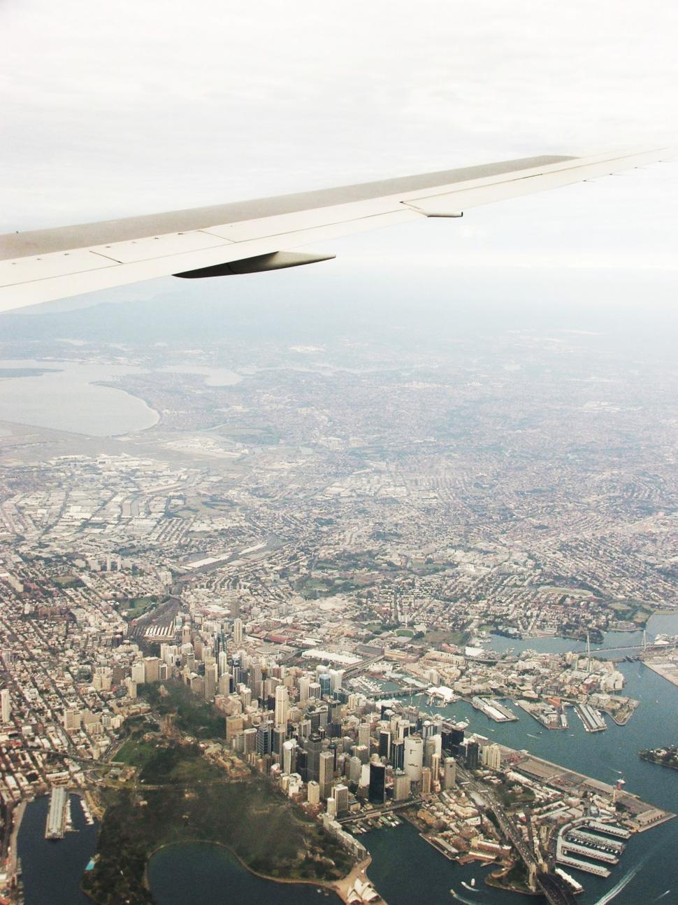 Free Image of City birds eye view from plane 