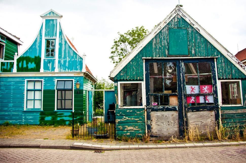 Free Image of Row of Colorful Wooden Houses 