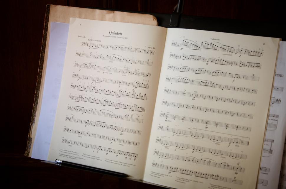 Free Image of OPen music book and notes 