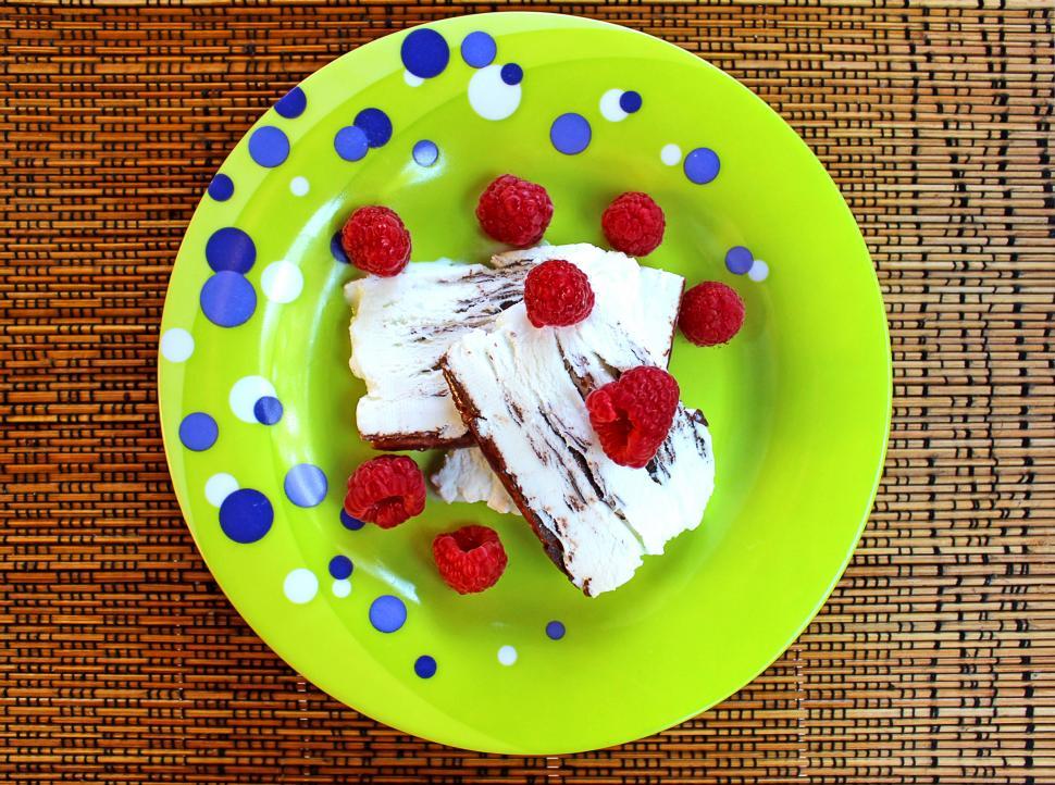 Free Image of Colorful plate with icecream and fruit 