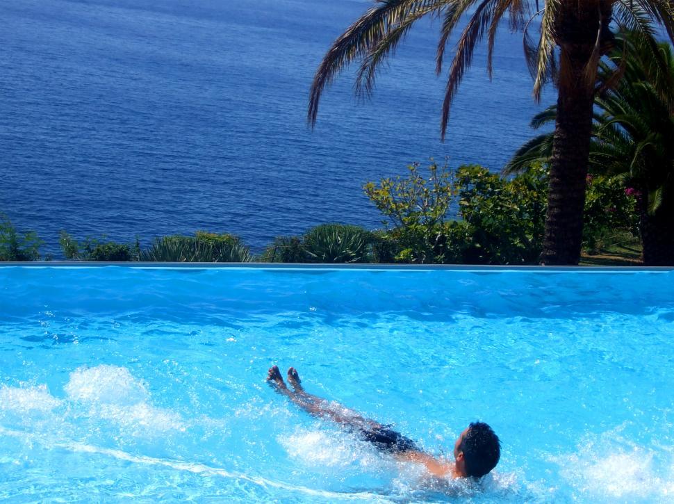 Free Image of Man relaxing in the swimming pool 