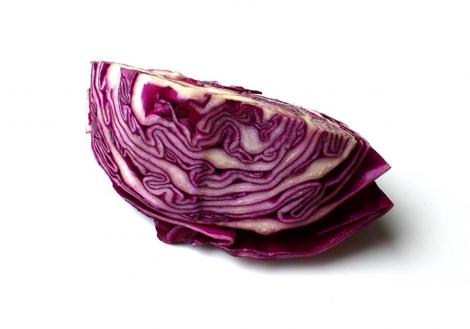 Free Image of A slice of red cabbage on white 
