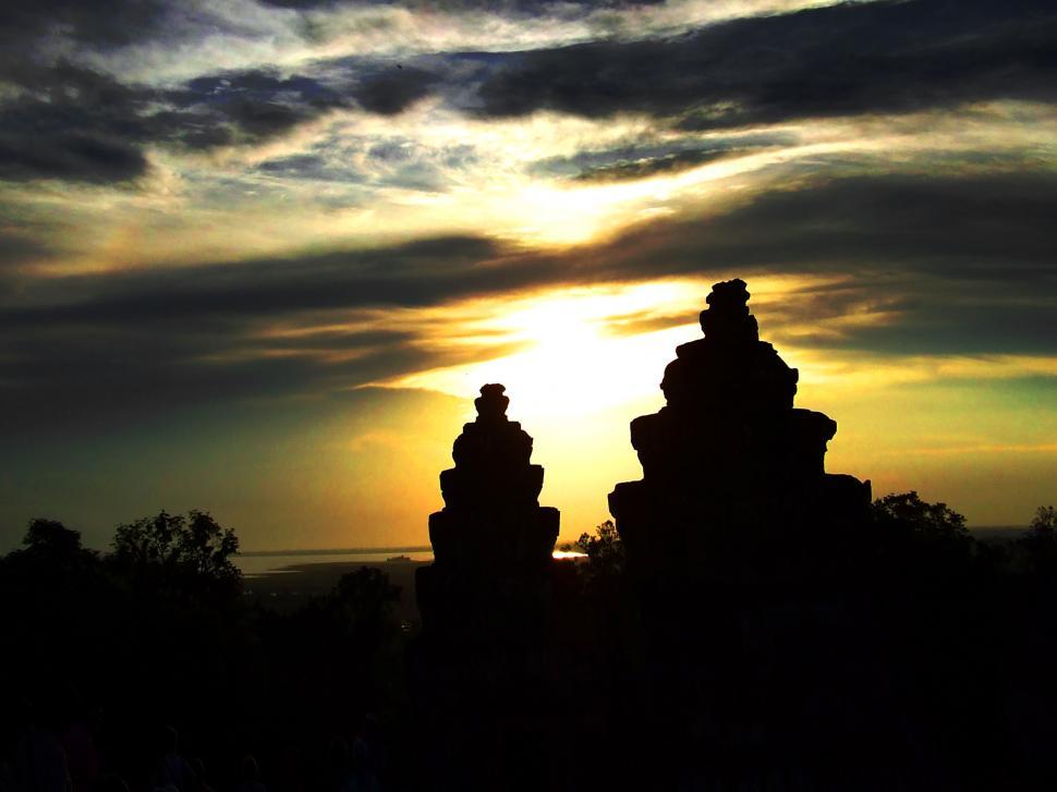 Free Image of Sunset at Angkor Wat - Cambodia 