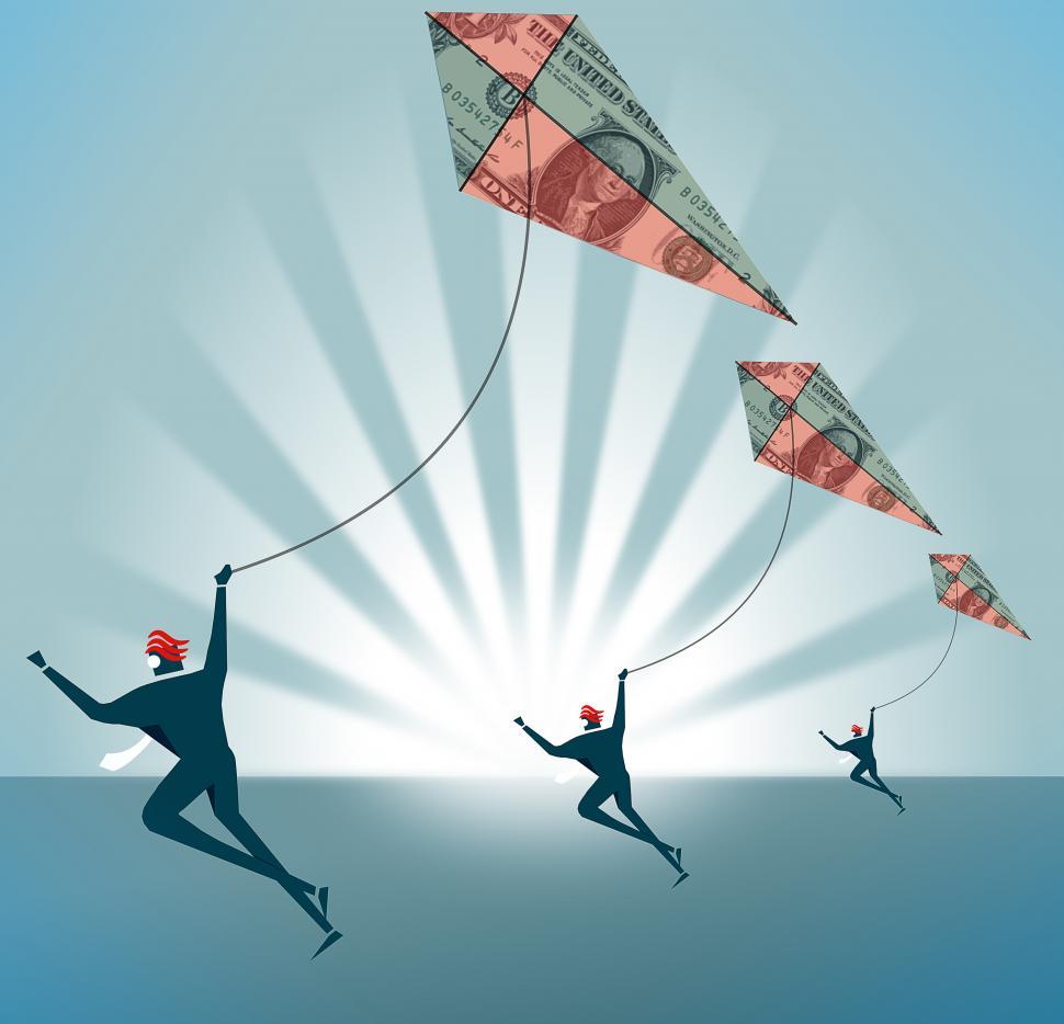 Free Image of Forex traders with Dollar Kites 