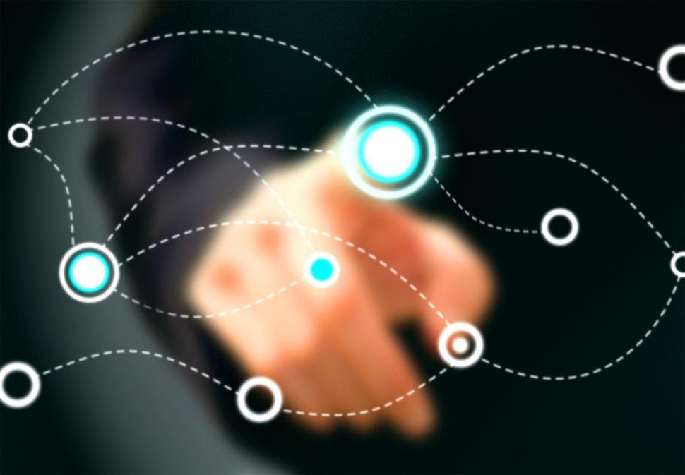 Free Image of Businessman touching virtual screen 