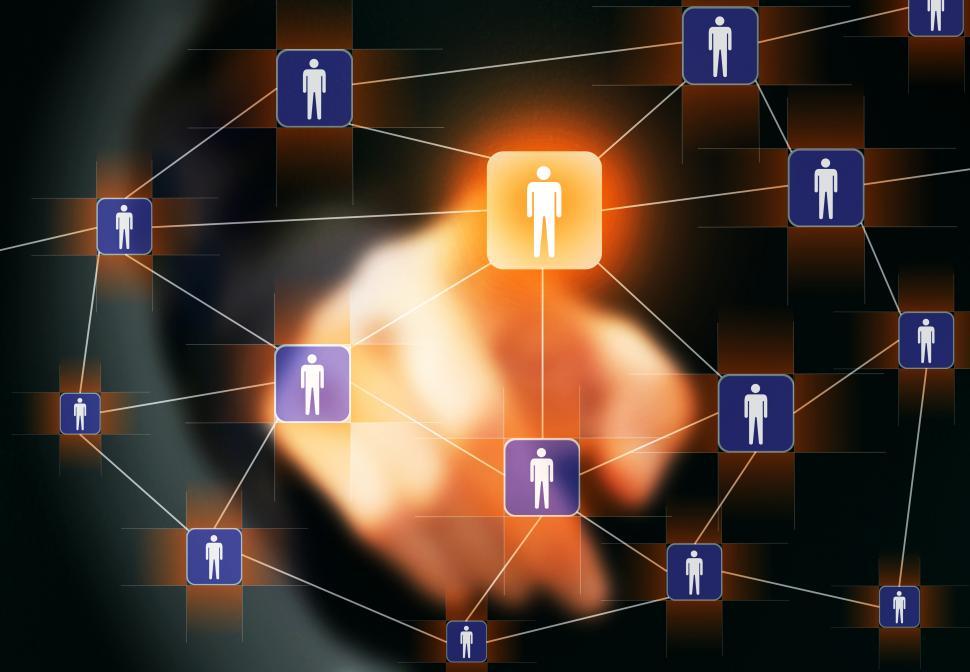Free Image of Businessman touching virtual social network 