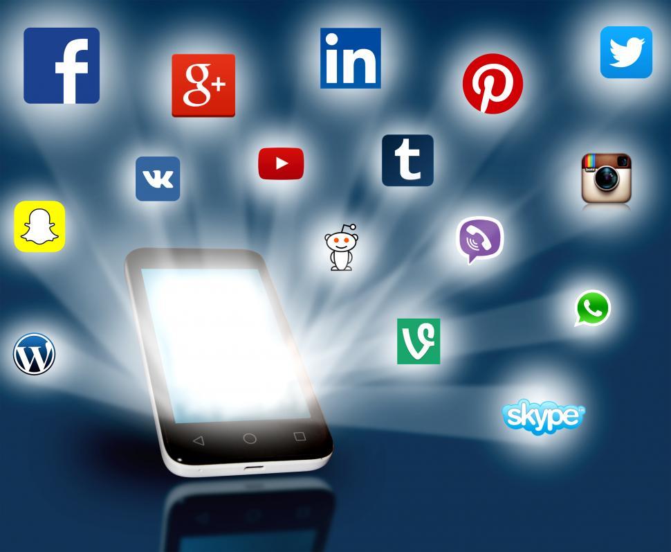 Free Image of Social media networks projecting out from smartphone. Editorial  