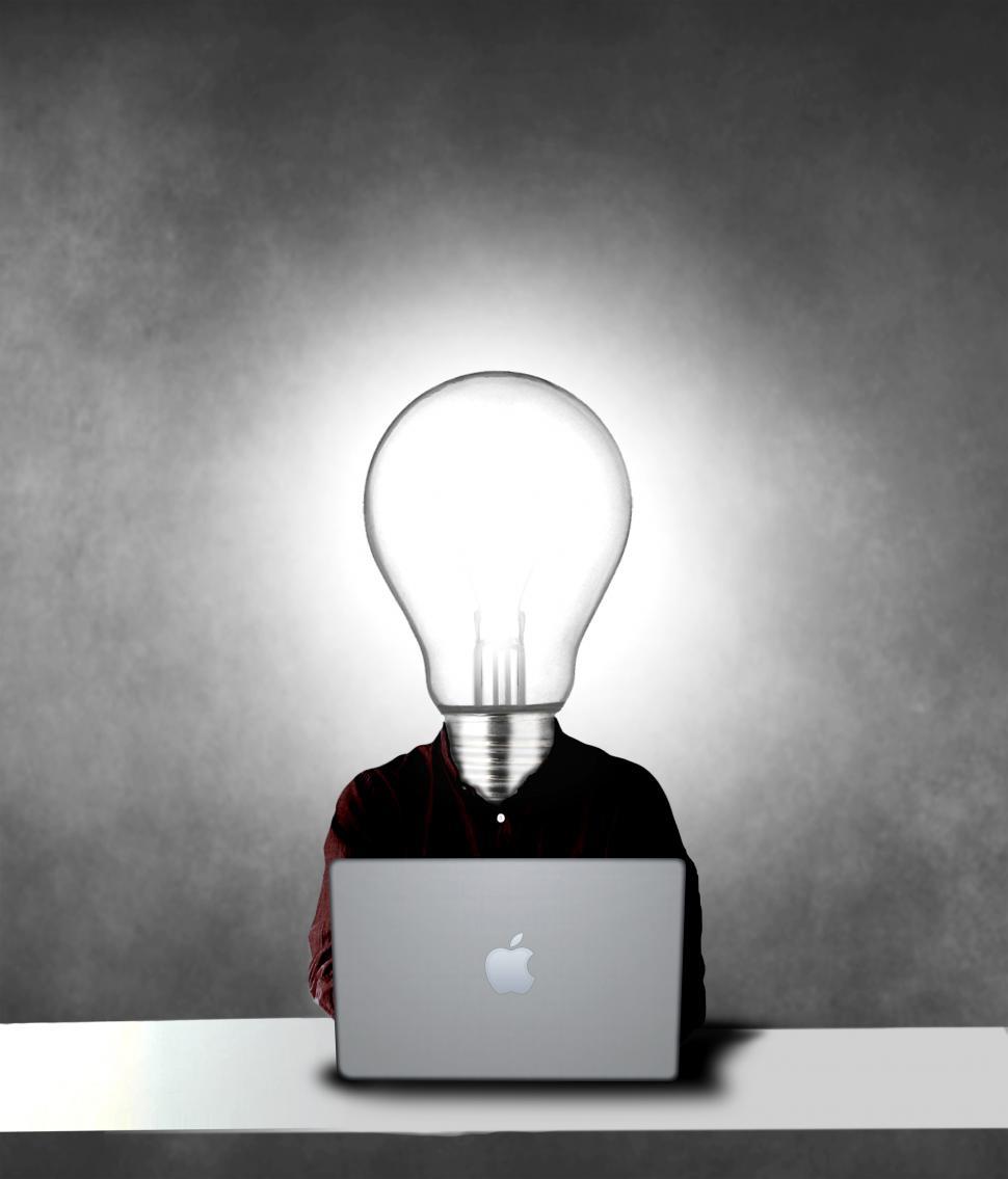Free Image of Lightbulb headed man being creative 