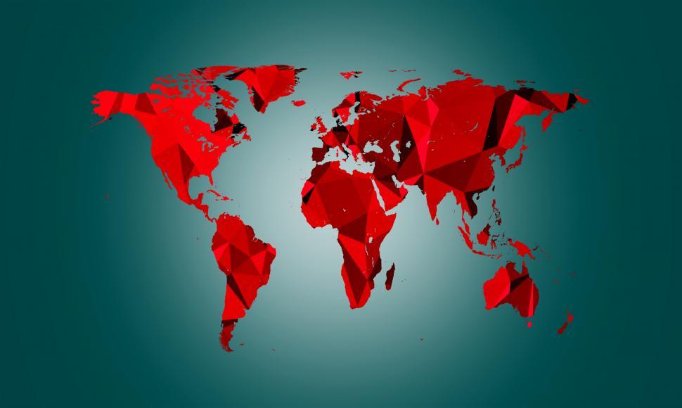 Free Image of Detailed world map with modern triangle pattern -Delaunay triang 