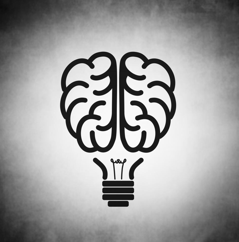 Free Image of Brain as black lightbulb - Creativity concept 