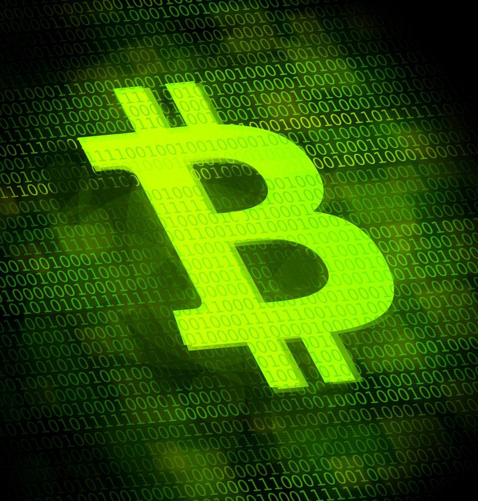 Free Image of Bitcoin logo on digital screen - Virtual currency illustration 