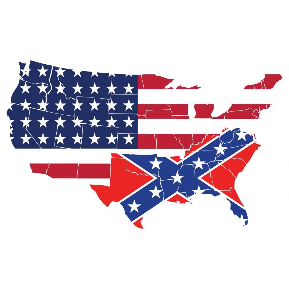 Free Image of United States with southern states as Confederate flag  