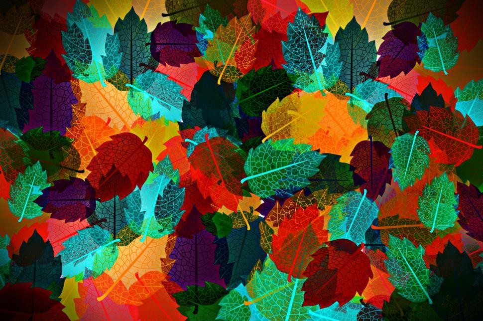 Free Image of Colorful autumn leaves pattern - Illustration 