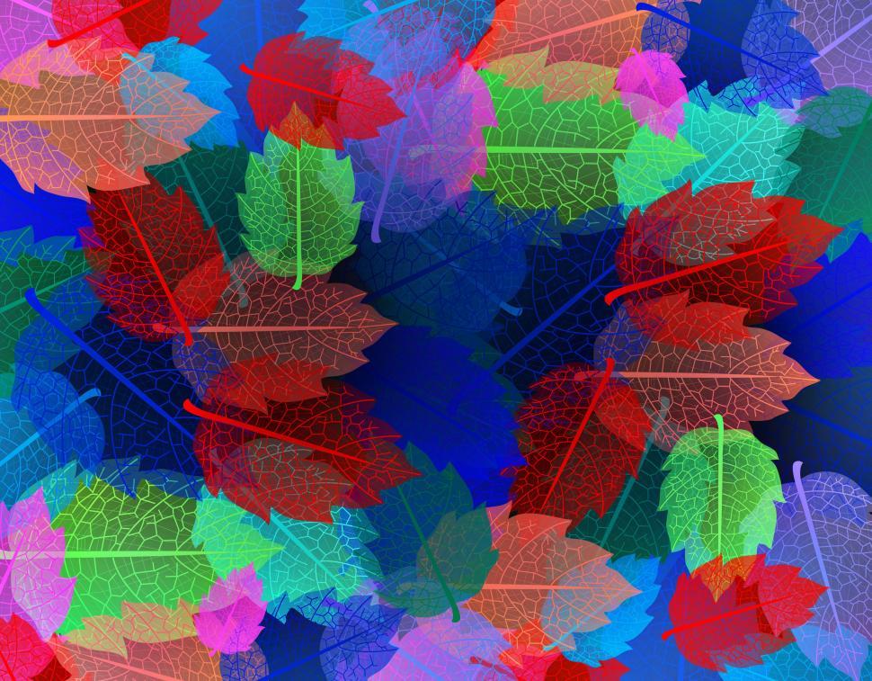 Free Image of Colorful autumn leaves pattern - Illustration with cold colors 