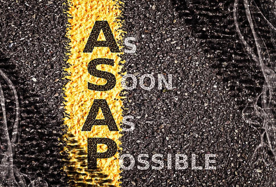 Free Image of ASAP - As Soon As Possible acronym on road surface markings 