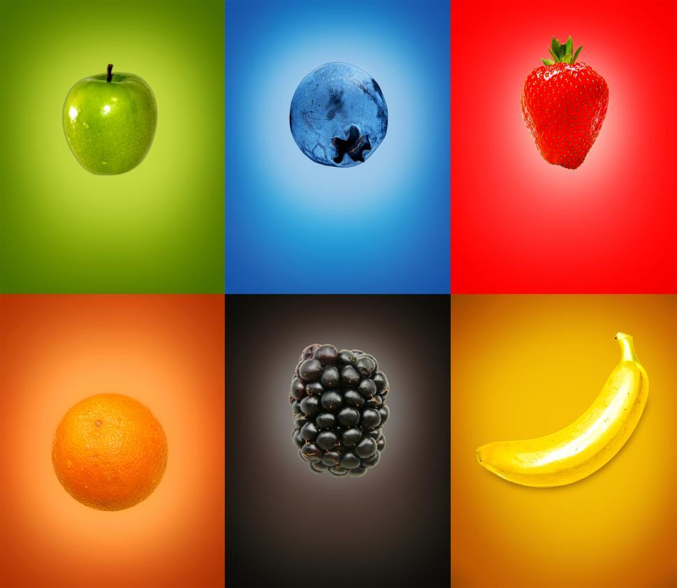 Free Image of Colorful tasty fresh fruits on multicolor background 