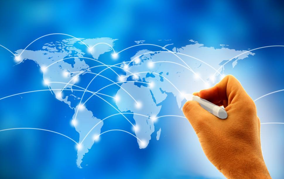 Free Image of Business man drawing social network or business connections on w 